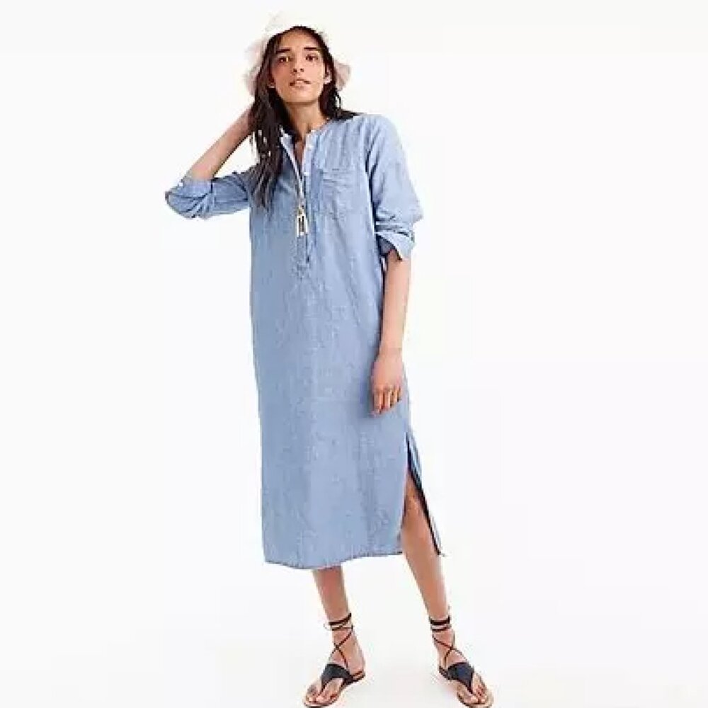 NWT J. Crew Pale Chambray Tunic Midi Dress Size XL Style J2464